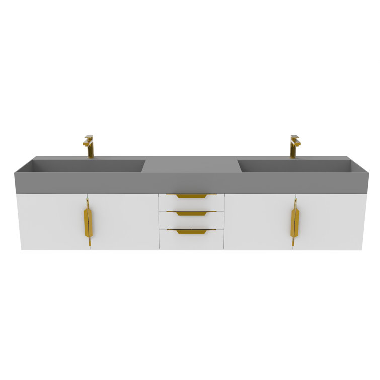 CastelloUSA 84" Amazon Double Bathroom Vanity with Top Wayfair